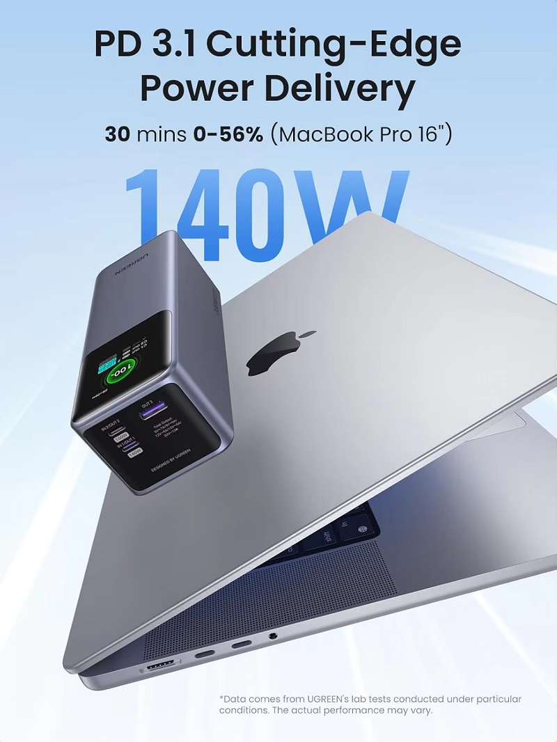 UGREEN 35525B Pin dự phòng Sạc nhanh Nexode 25000mAh 200W , USB C chính hãng